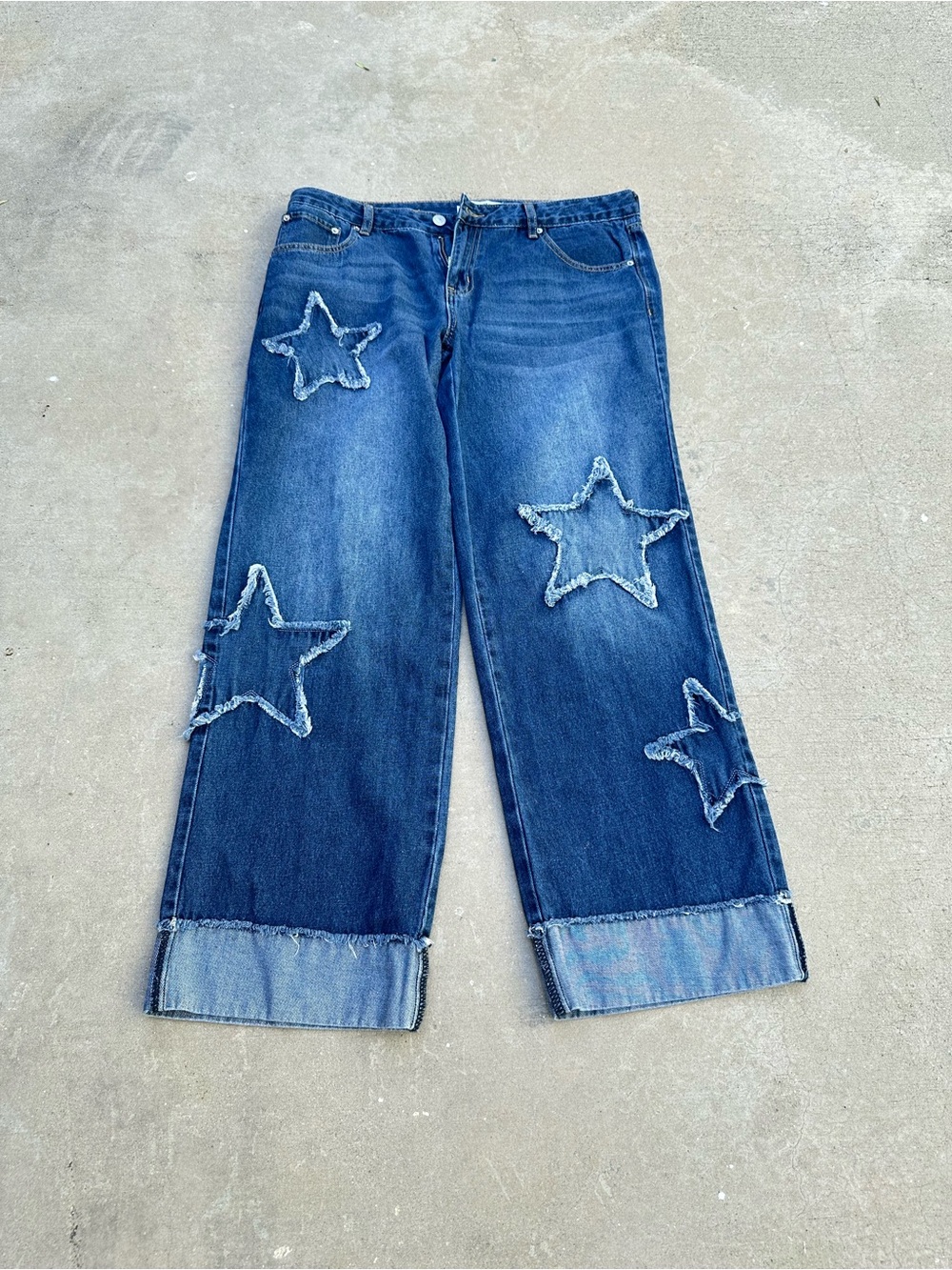 Ashley Mason Premium Star Patch wide-leg denim Jeans~30